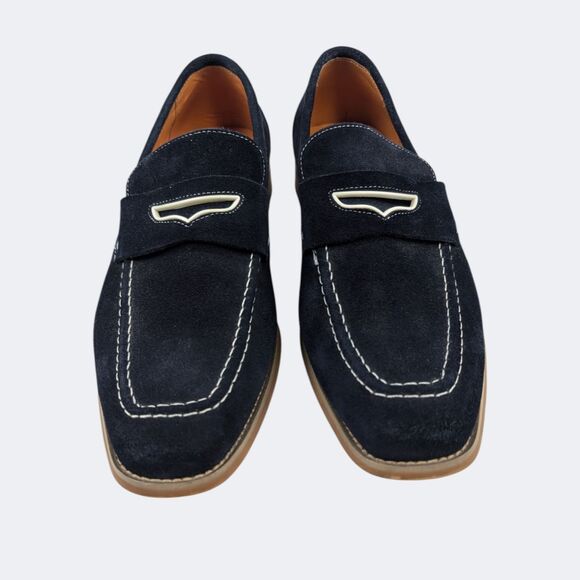 Stacy Adams Colfax Blue Suede Shoes Penny Loafer Slip On White Stitching Men 9 M main image 4